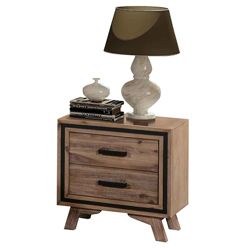 Seashore Bedside Table in Solid Acacia Timber with Silver Brush Colour